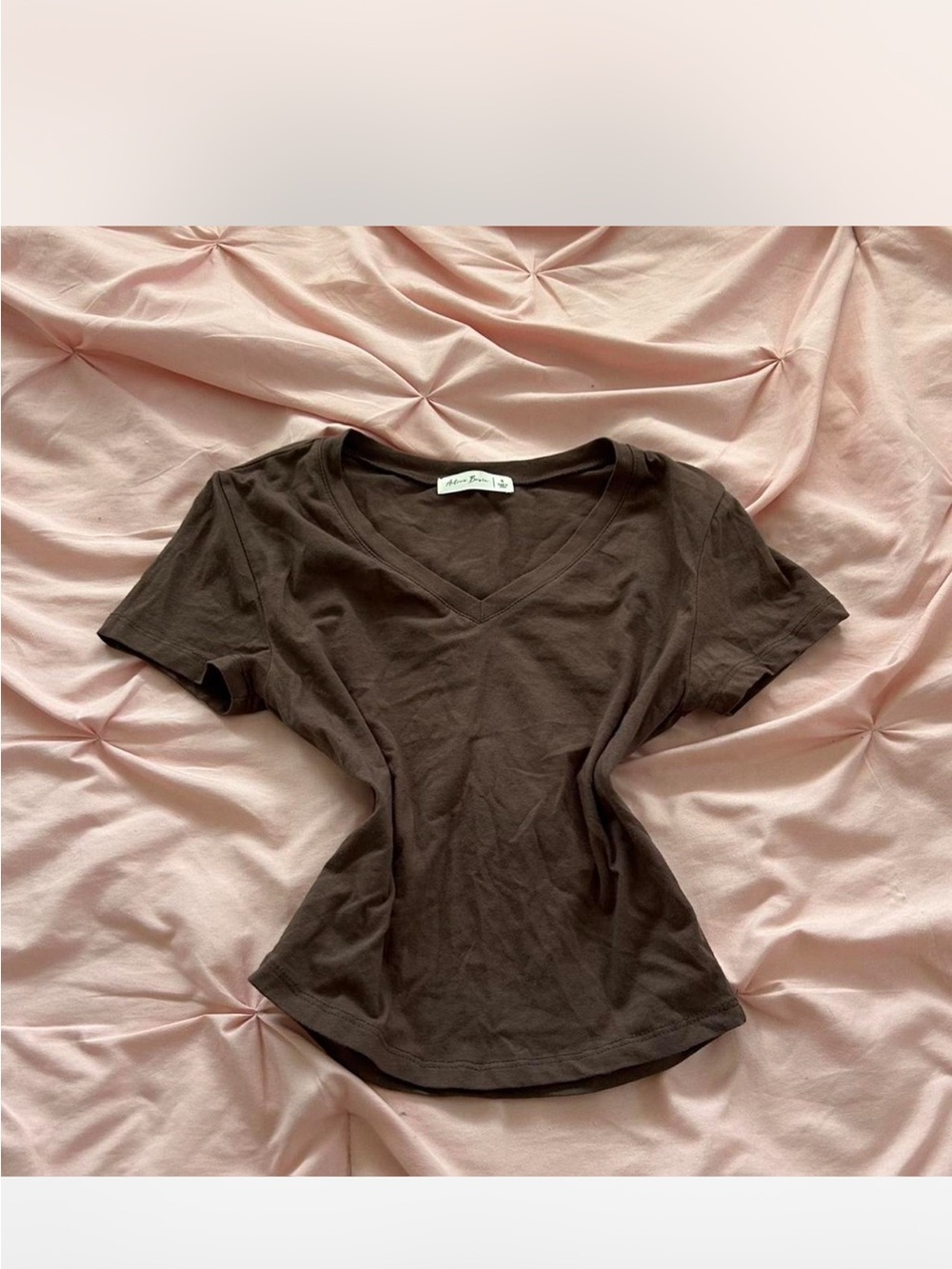 Active Basic V-Neck Crop Tee in Dark Brown